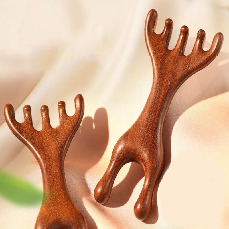 Handmade Sandwood Hair Comb And Face Massager Wide Tooth Comb For Scalp Health And Relaxation