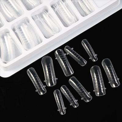 100pcs New Acrylic Fake Nail Flakes Quick Building Nail Form Nail Art Molds Transparent Full Cover Nail Extension Manicure Tool