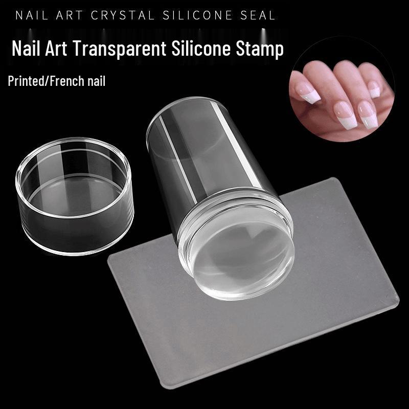 Transparent Nail Art Stamping Tool with Lid & Scraper