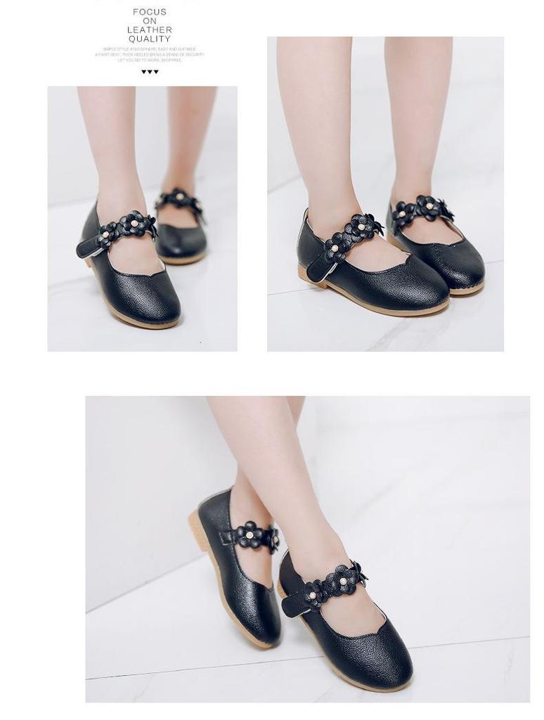 Kids' Leather Princess Shoes - Sizes 3-6: White & Black
