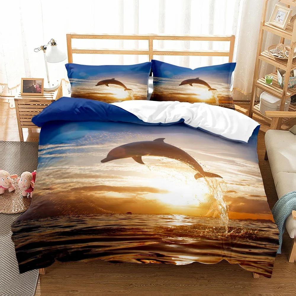 Sunset Gaming Dolphins 3d Bedding Set Single Twin Double Queen King Cal King Size Bed Linen Set