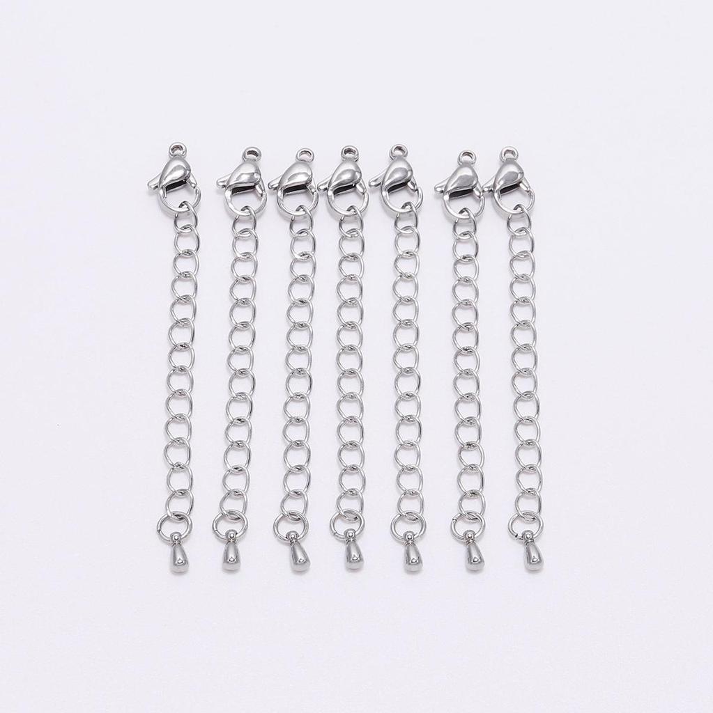 Stainless Steel Bracelet Extension Chain with Water Drop Lobster Clasp for DIY Jewelry
