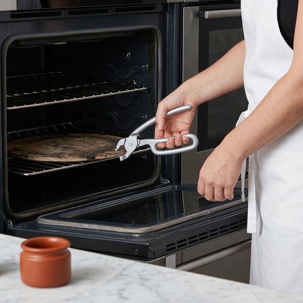 Robuster Pizzapfannen-Greifer Kratzfeste Aluminiumlegierung Pfannenzange Anti-Rutsch Sicherer Griff Backzange Mikrowellenofen