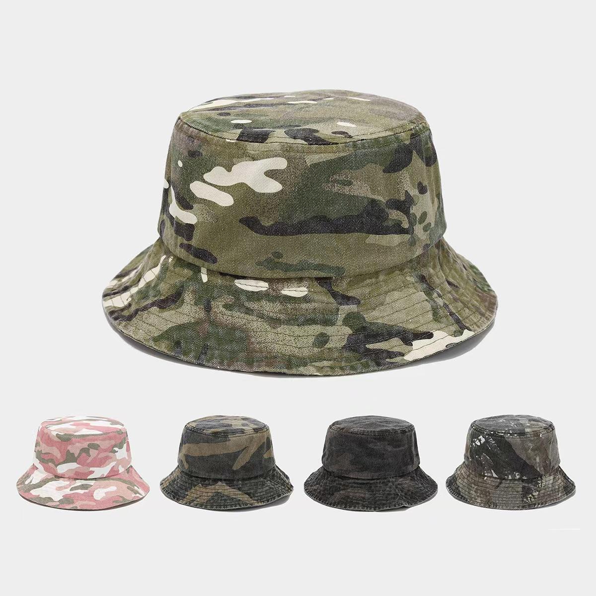 Yiran Dayang Hat Women's 1Pc Washed Cotton Camouflage Bucket Hat For Men And Outdoor Travel Casual Sun Cap Panama Fisherman Hats Bob Cm