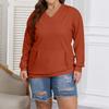 Women's Fashion Casual Solid Color Long Sleeve Oversized Pocket Plus Size Top