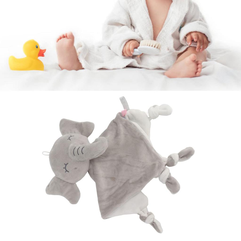 Ongwan Baby Bath Towel, Baby Pacifier Towel, Plush Cartoon Doll, Infant Burp Cloth Handkerchief, for Babies 3 Months and Up (Elephant)