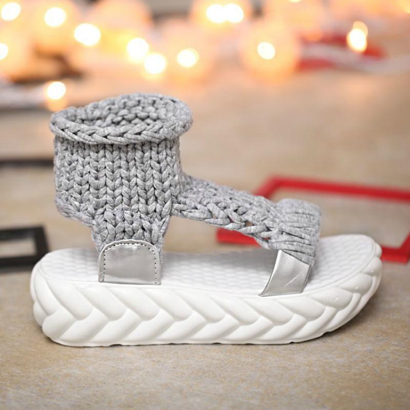 Women Sandals Spring Summer Knitted Platform Slippers Fashion Trend Casual Shoes Outdoor Breathable Comfortable Beach Footwear