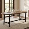 Dining Table 180*80*75cm, Suitable for 6–8 People, with Rounded Corners, in Simple Style, Table Legs Made of Iron, Walnut Wood Color