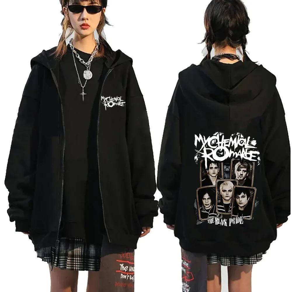 Pánská mikina s kapucí na zip My Chemical Romance MCR Dead Black Parade Punk Emo Rock Pulovr Vintage styl Unisex