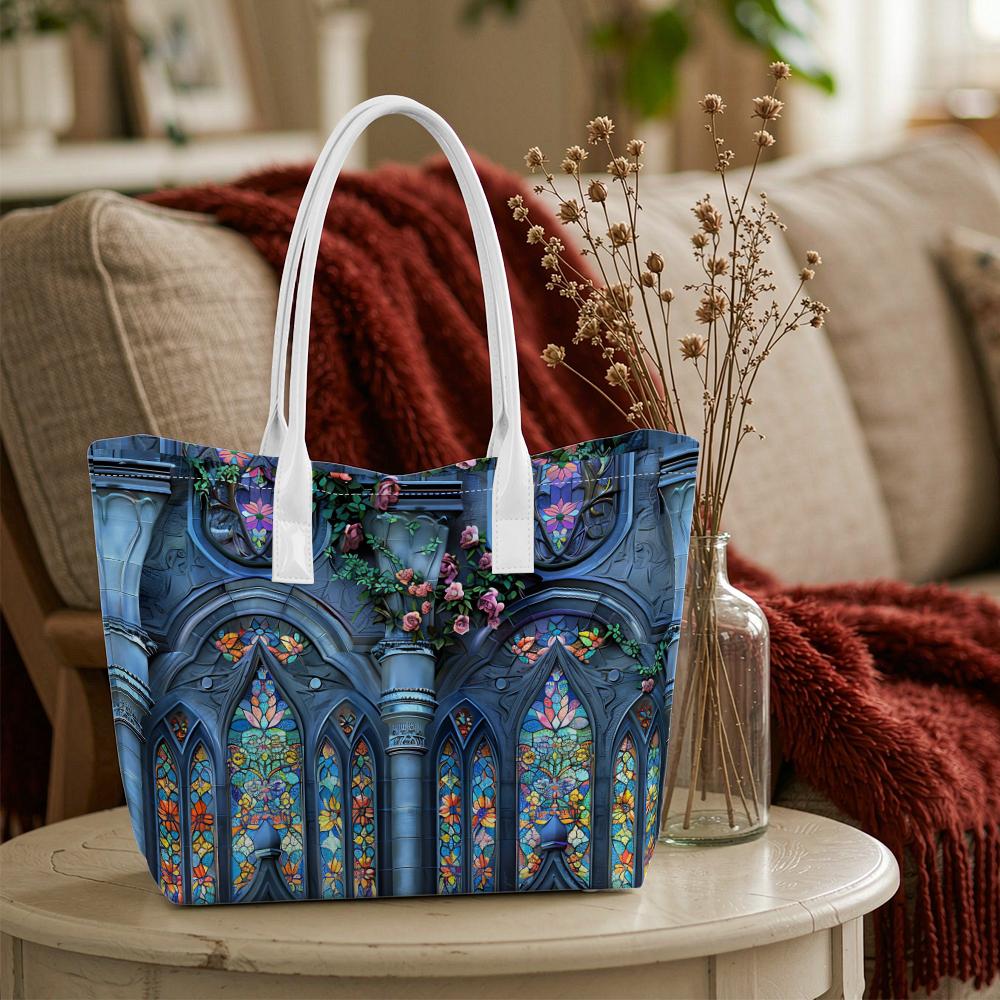 Gothic Stained Glass Pattern Women Tote Bag Daily Large Capacity Casual Handbag