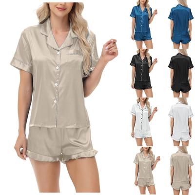 Sexy Pajamas Ice Silk Satin Suit Ladies Home Wear