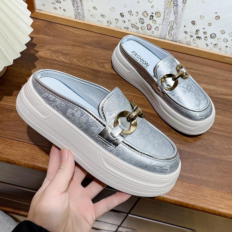 

Женские весенние новые модные, удобные и дышащие лоферы на плоской подошве из лакированной кожи, глянцевые, повседневные 40 серый