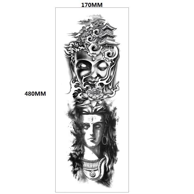 Lion Tiger Head Large Pattern Waterproof Full Arm Tattoo Sticker Flower Arm Large Pattern Water Transfer Wind Sticker