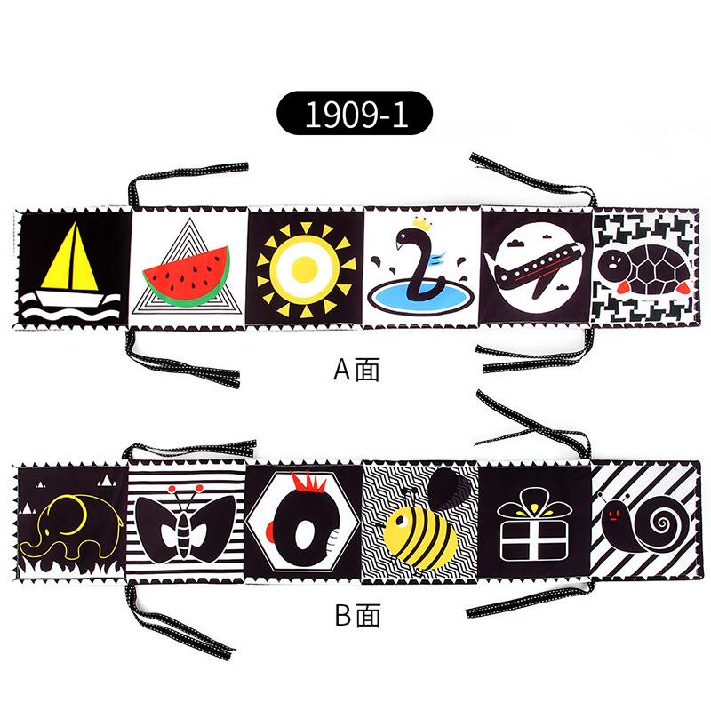 Early Education Educational Cloth Book Toys Children'S Bed Circumference Pendant Cognitive Shape Animal Double Sided Black And White Baby Cloth Book