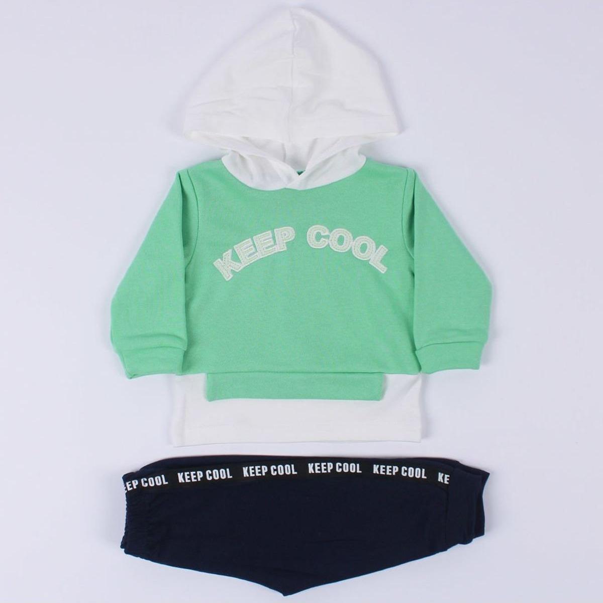 

Зеленая темно-синяя худи с надписью Keep Cool для малышей для мальчиков (2 шт.)
