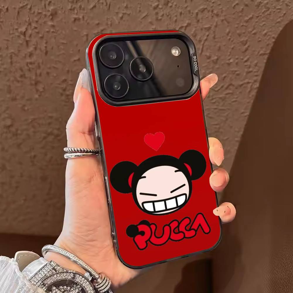 Cute Cartoon-Pucca Phone Case Color Silver Shell For IPhone 17 16 15 14 13 12 11 Pro Max Plus