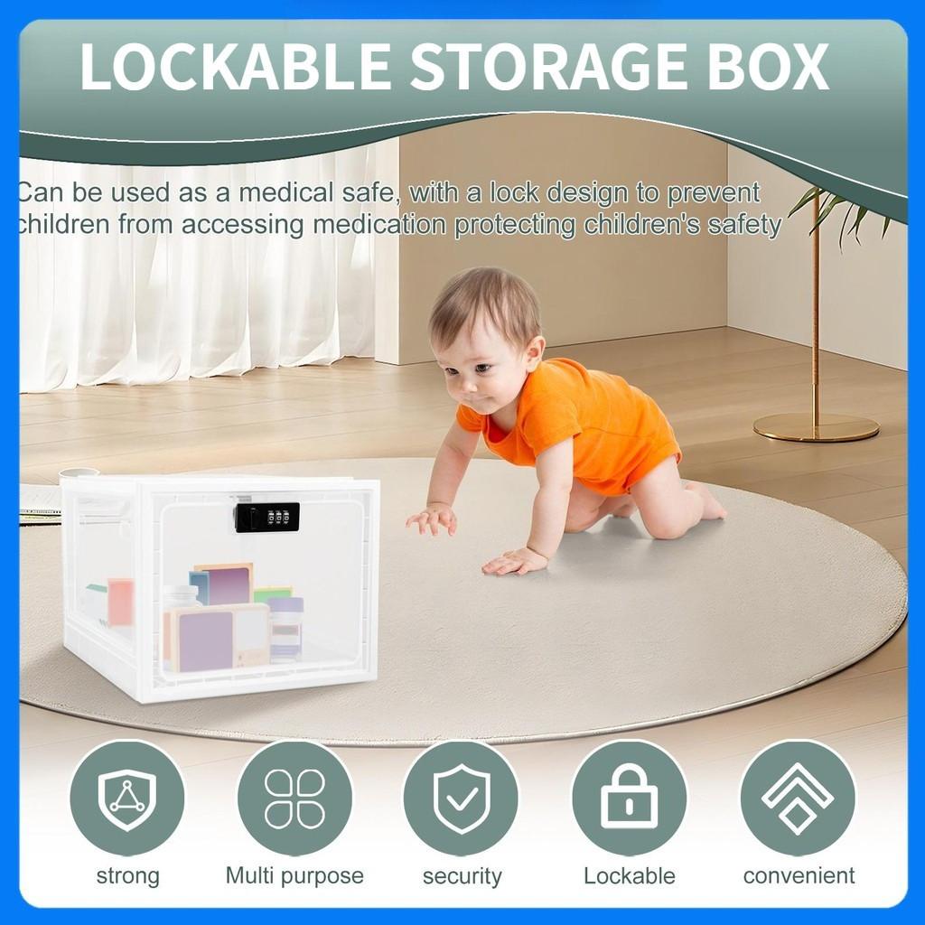 3.6 Gallon Capacity Lockable Storage Bin with Combination Lock Household Lockable Storage Box Portable Locking Box