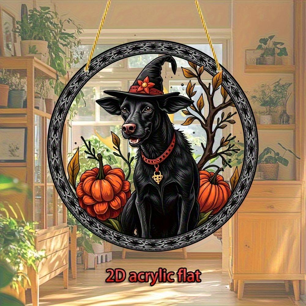 2D Flat Halloween and Christmas Themes,wall Decoration,black Dog with Pumpkin and Witch Hat Design,holiday Home Decoration for Bedroom Home Decoration
