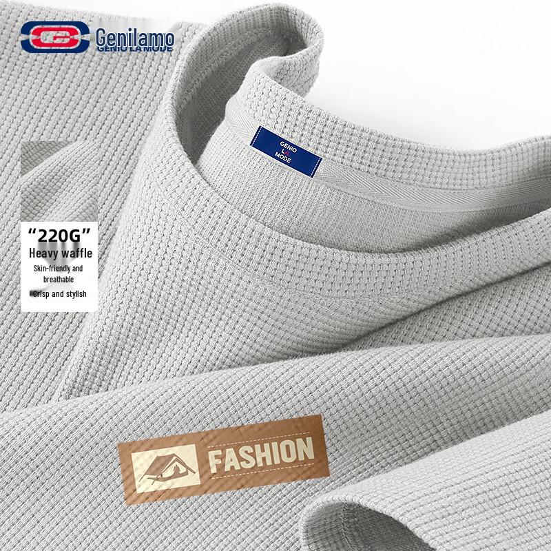 GENIOLAMODE Men s Waffle Knit Loose Fit T-Shirt 3XL