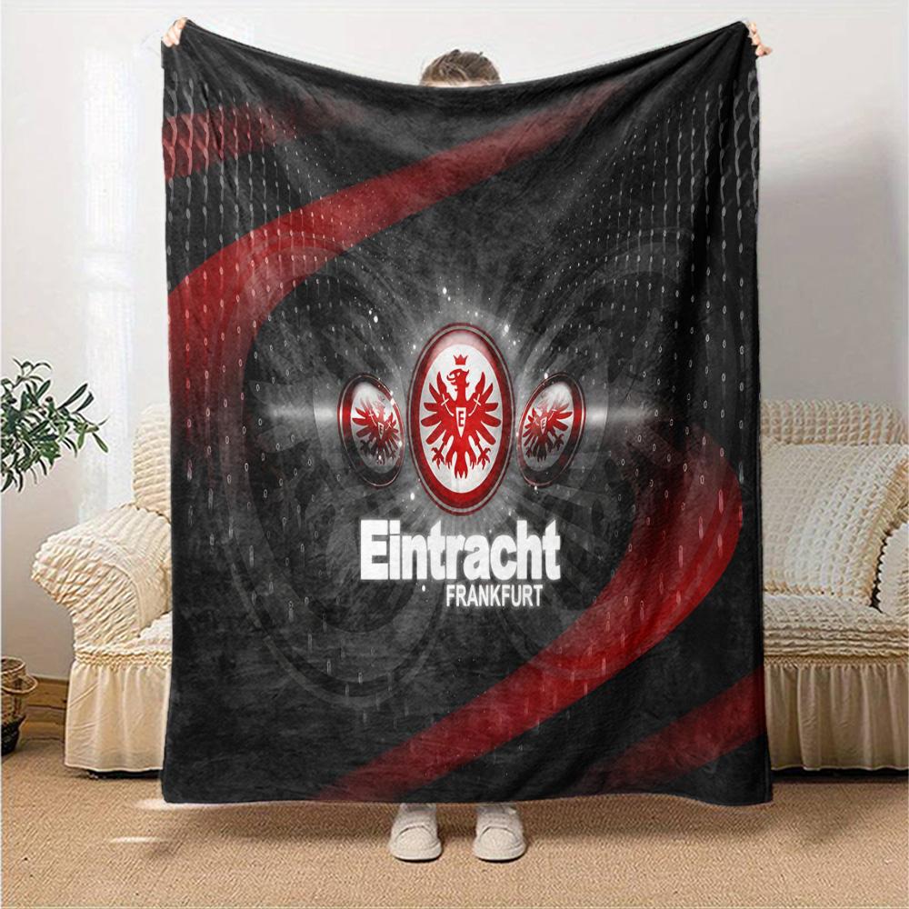 Flaming Heart Frankfurt Emblem Flannel Blanket, Soft Polyester, Modern Design, All-Season for Camping, Travel, Gifts for holidays or birthdays
