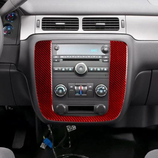 Red Carbon Fiber Central Console Frame Cover Trim For Tahoe/Silverado/Sierra