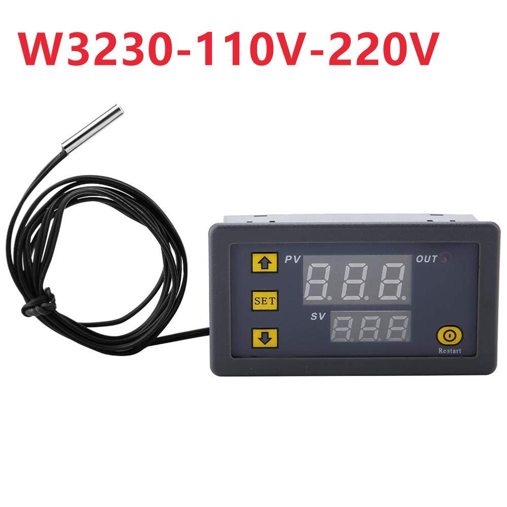 

W3230 DC 12V 24V AC110-220V Лінія датчика Цифровий контроль температури Світлодіодний термостат Регулятор Терморегулятор керування нагріванням/охолодженням