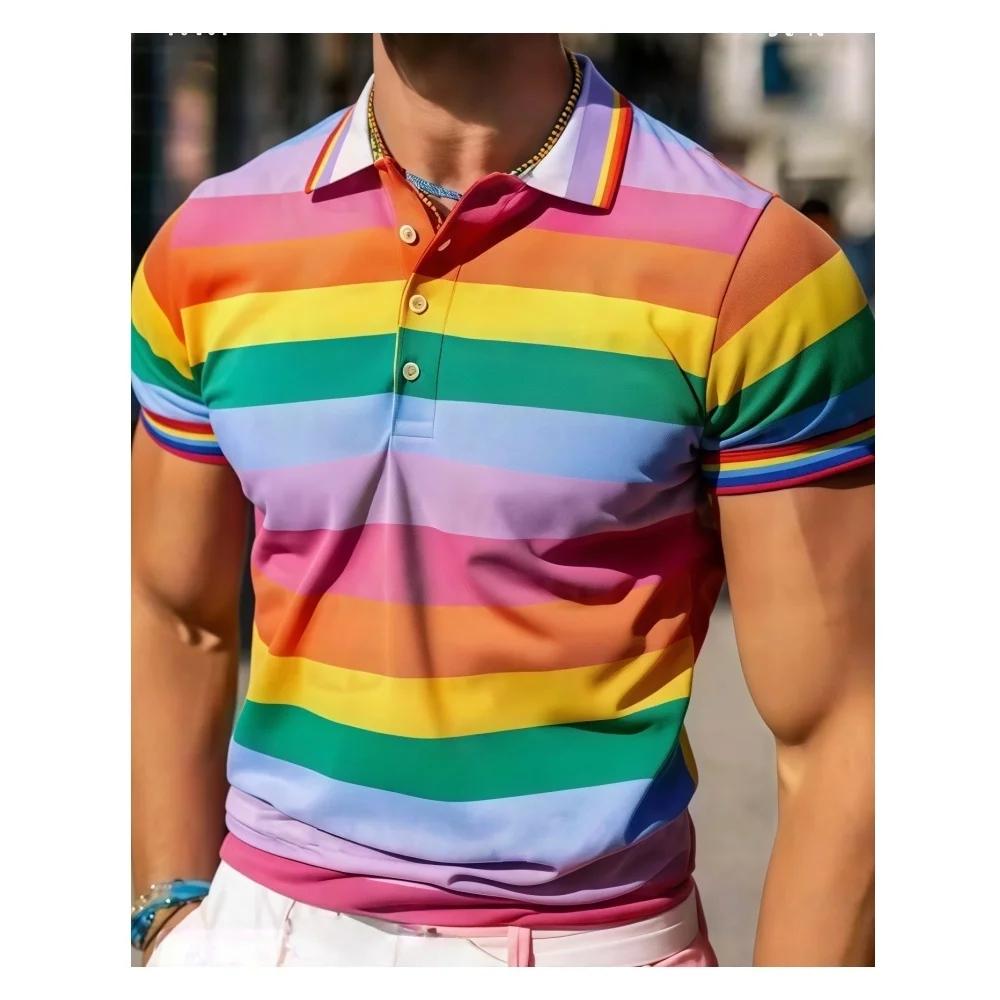 Polo rayé tendance à manches courtes, essentiel de la mode décontractée pour homme
