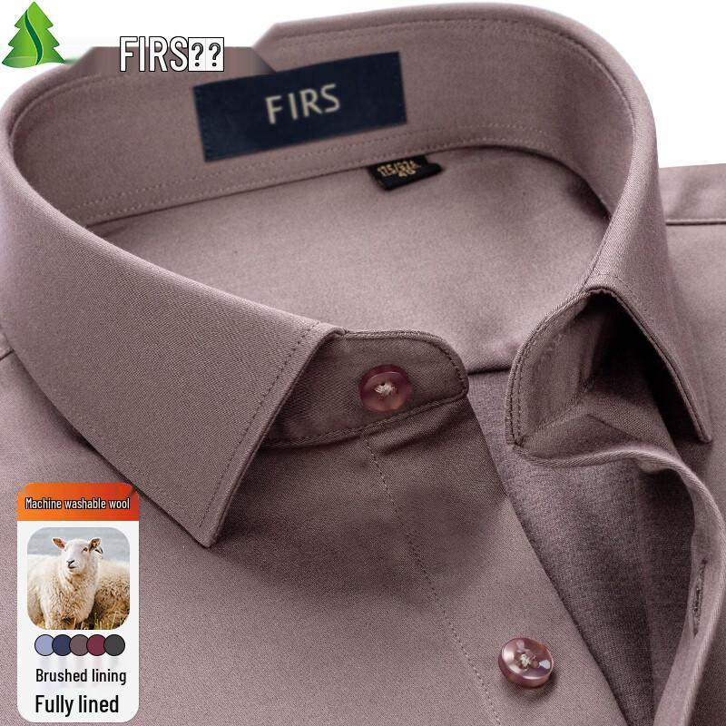 Shanshan Men s Wool Blend Brushed Long-Sleeve Casual Business Shirt 40