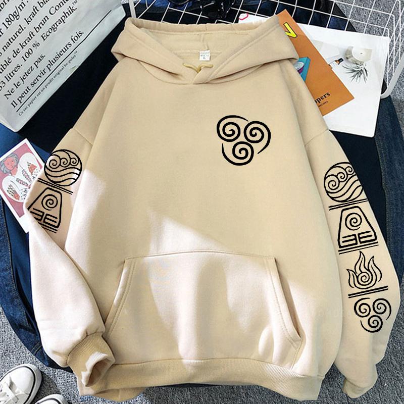 

Harajuku Anime Avatar The Last Airbender Logo Autumn And Winter Pullovers Water/Earth/Fire/Air Fashion Hoodie Streets Sweatshirt S