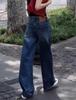 Plus Size High Waist American Style Women's Jeans - Spring/Autumn Loose Straight Wide-Leg for Pear Shape.