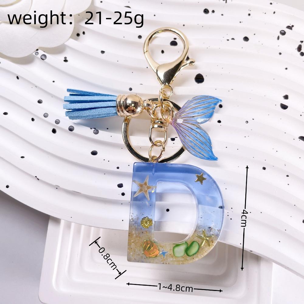 Blue Tassel Blue Ocean Letter Keychain 26 Letters 26 Letter Keychain  Handbag Decor