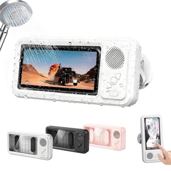 Yousheng Waterproof Mobile Phone Holder with Bluetooth-compatible Speaker Adjustable Rotation Shower Phone Stand Touch Screen Bathroom Mount