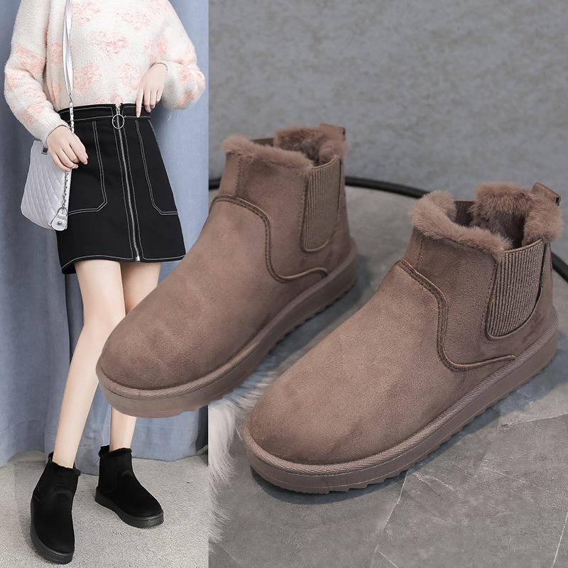 Snow boots women's new thickened and velvet cross-border large size winter fashion warm one-pedal short boots cotton shoes women