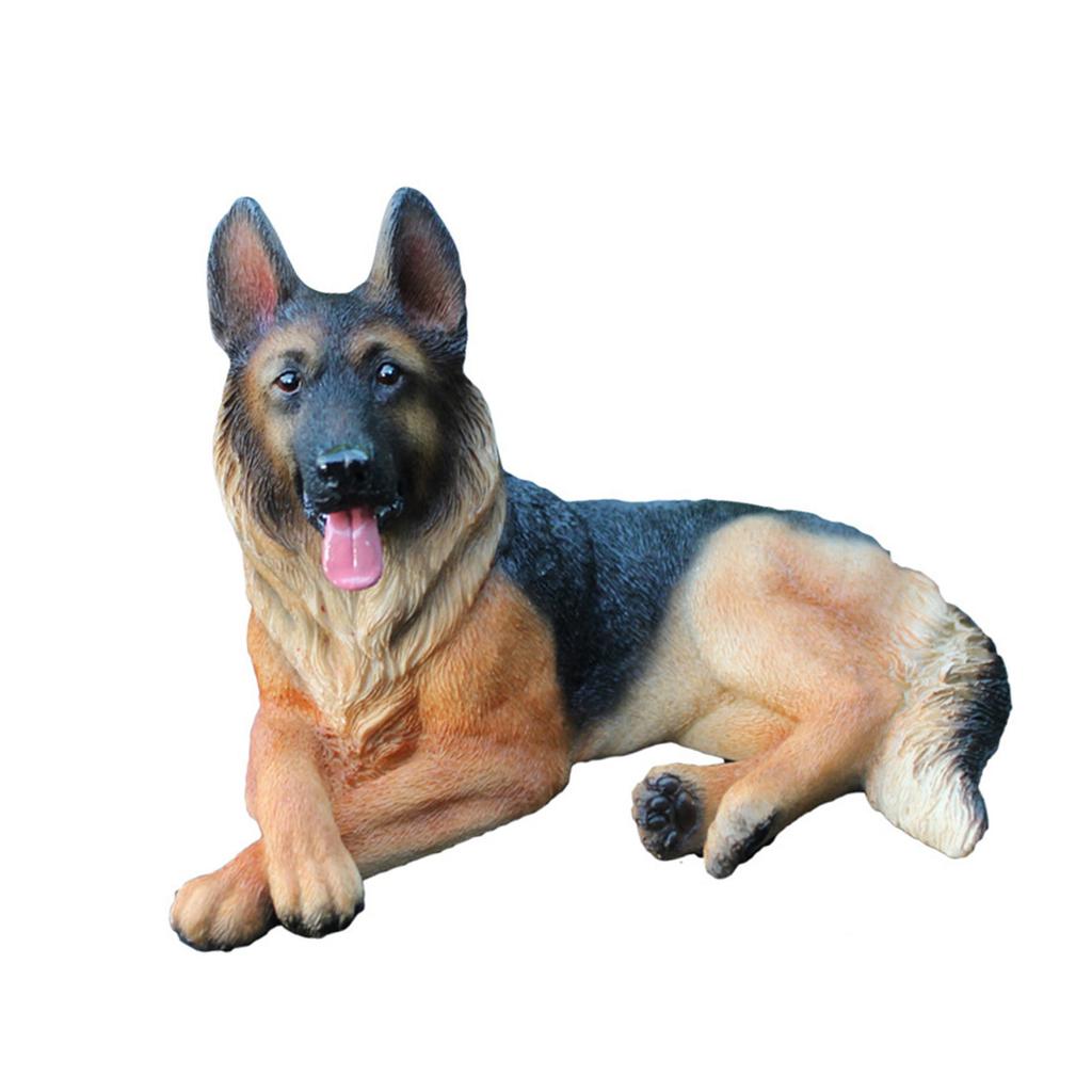 Simulation German Shepherd Statue for Living Room or Office Decoration Resins Wolf Dog Miniature Collectible Figurine