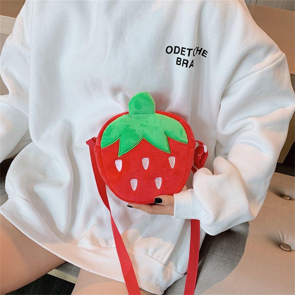 Strawberry Carrot Plush Shoulder Bags Cute Fruit Crossbody Bag Candy Bag Kids Plush Bag School Bag
