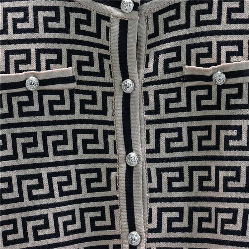 Autumn And Winter Jacquard Knitted Cardigan Women's Suit Jacket Vest And Pants Three Piece Set