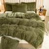3-Piece Faux Fur Velvet Duvet Cover Set - Soft, Warm, Plush Bedding with Solid Color Design, 1 Duvet Cover and 1/2 Pillowcase, W