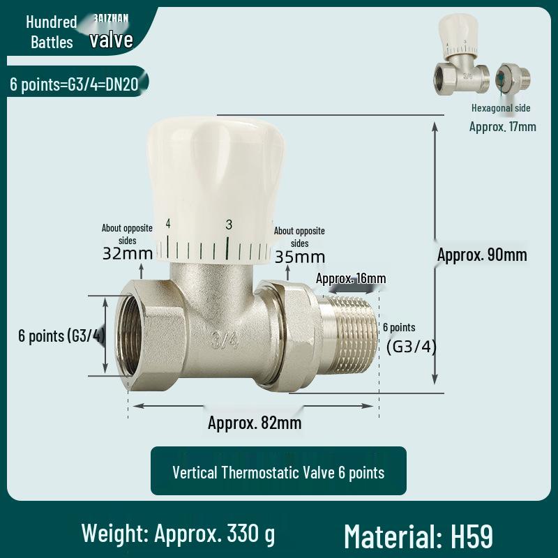 All-Copper 4-Point PPR Thermostatic Angle Valve for Radiator & Underfloor Heating