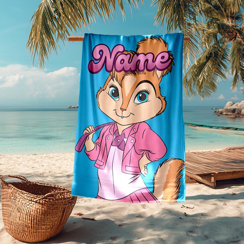 Custom Name Ultra-Soft Beach Towel with Alvin and the Chipmunks Theme,Ideal for Pool - Camping, Diving - Perfect Travel Essential, Vibrant Beach Towel