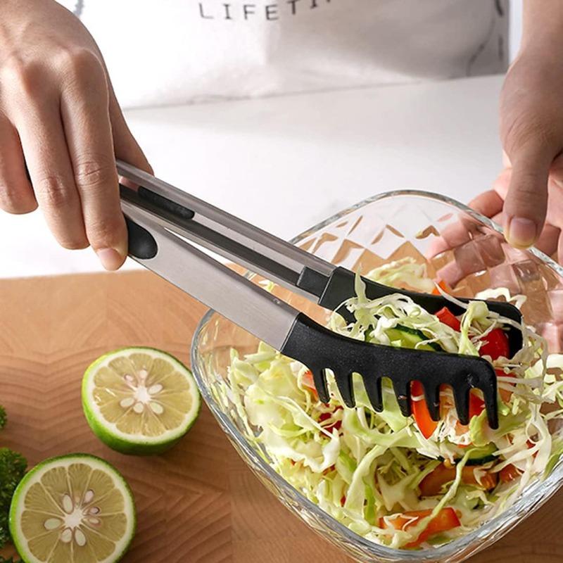 5/1PCS Stainless Steel Noodle Tongs Non-slip Handle Heat-resistant Anti-scald Chuck Easy To Store Multi-functional Food Tongs