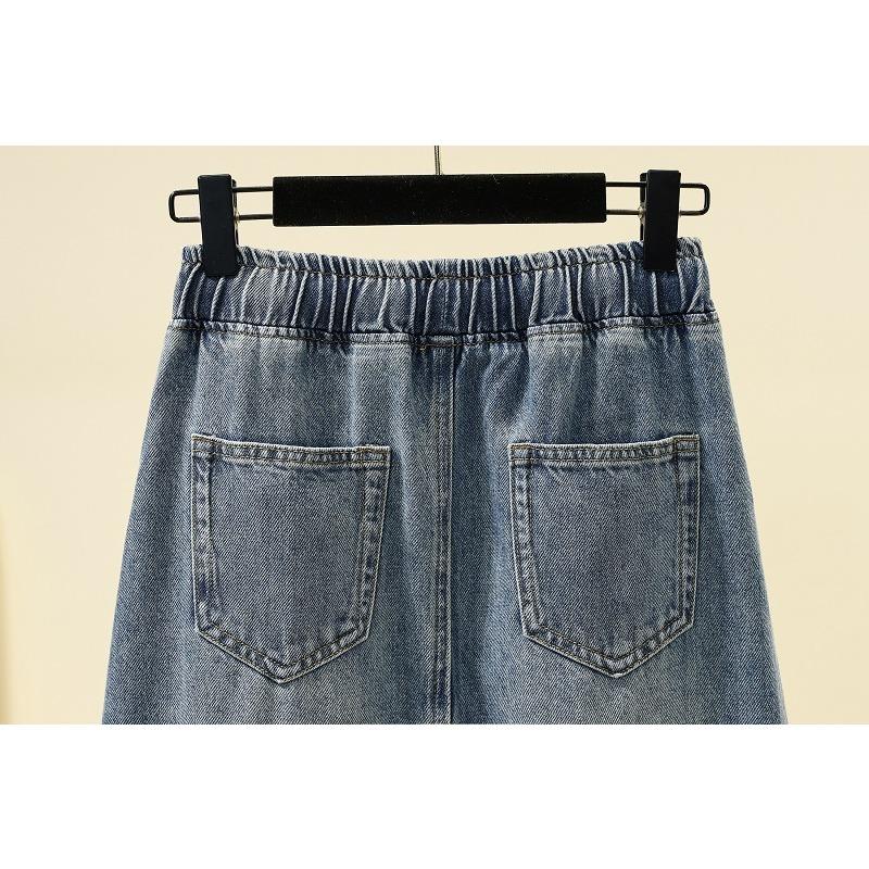 DIMANAF 2025 New Summer Denim skirt Women Casual Denim Big Blue