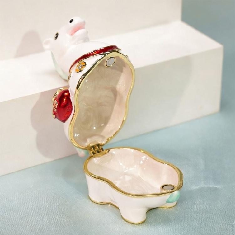 Exquisite Alloy Trinket Box Horse Shaped Jewelry Case with Glossy Finish and Sparkling Rhinestones for Small Accessory