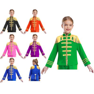 Kinder 60er Rockband Kostüm - Britischer Star Stil Goldspitze Oberteil mit langen Ärmeln für Musik Cosplay