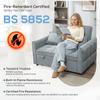 2 Seater Sofa Bed, 3-in-1 Convertible Sleeper Sofa with Click-clack Adjustable Backrest and 2 Pillows, Grey