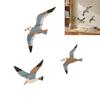 Maison d'oiseau sculptée à la main Décoration 3/4 Pièces Mouette Décor Mural, Art Thème Nautique Côtier, Sculpture Adhésive Décoration Patio Villa Bord de Mer en Bois 3D