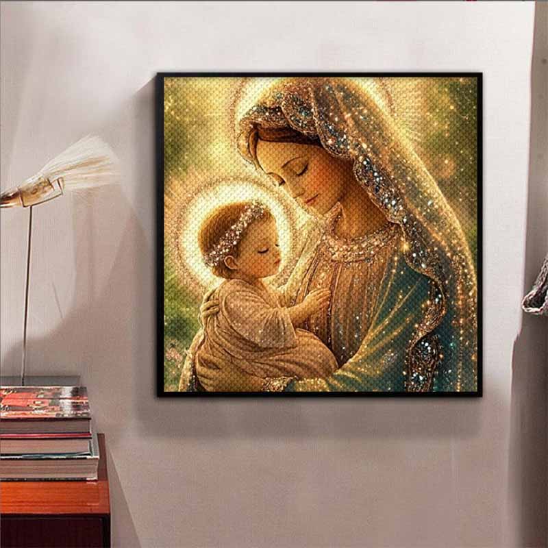 New Arrival 5D DIY Full Circle Diamond Painting "Madonna and Child" Embroidery Cross Stitch Home Decor Gift