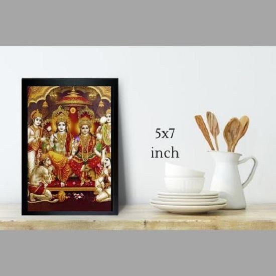 Paintings Ram Darbar Sparkle Coated Framed Home Decorative Gift Item Painting Pooja Décor Wall Frame -5x7 Inch