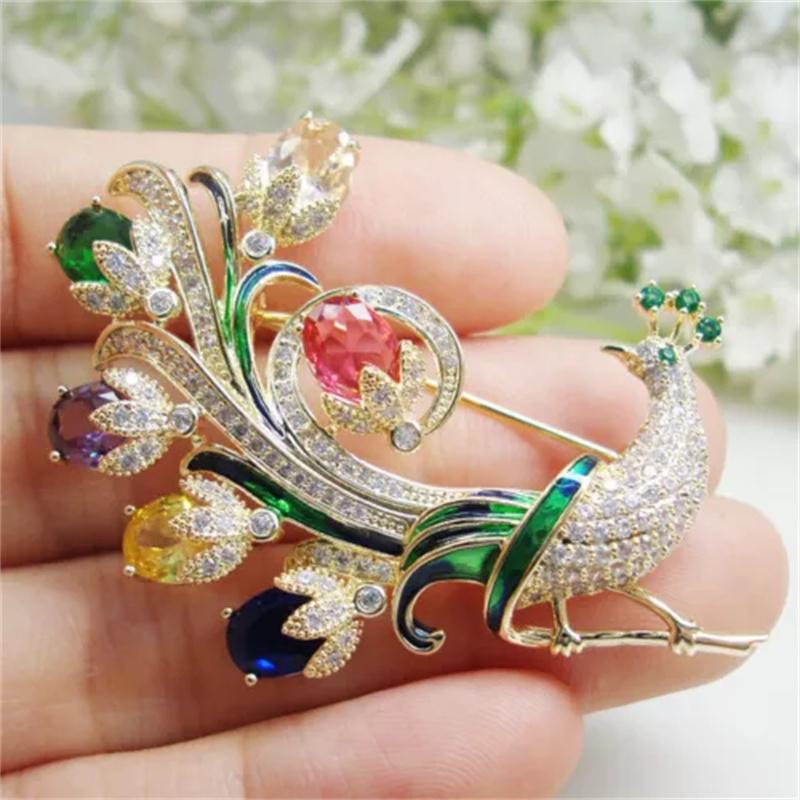 Vintage Women Girls Heavy Industry Crystal Animal Brooch Pin Fashion Luxury Shiny Boutique Rhinestone Badges Corsages For Lady