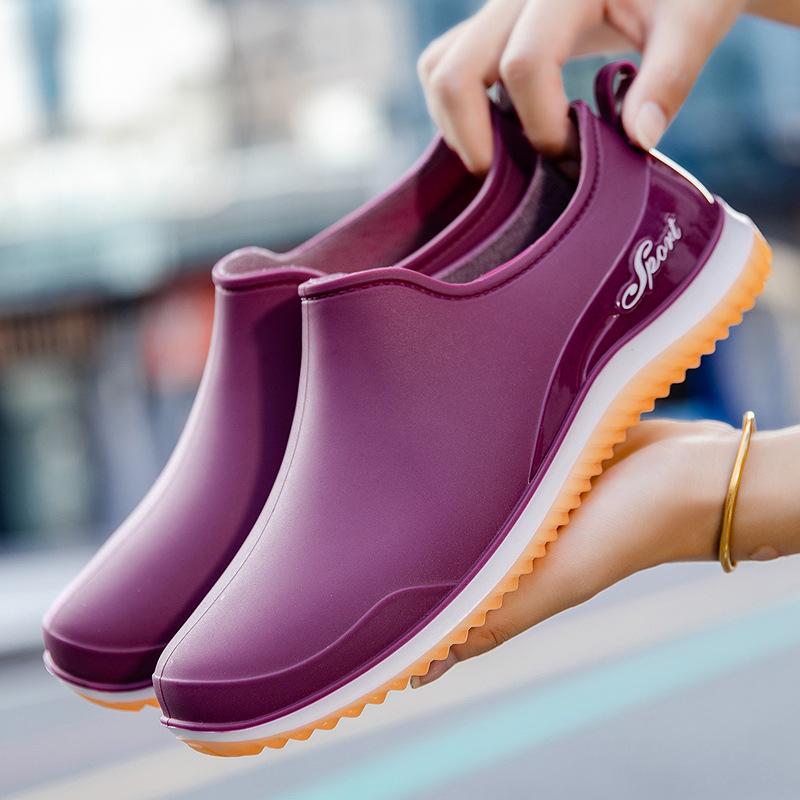 Fashion rain shoes women wear low tube waterproof shoes water boots four seasons rain boots short tube rubber shoes student export