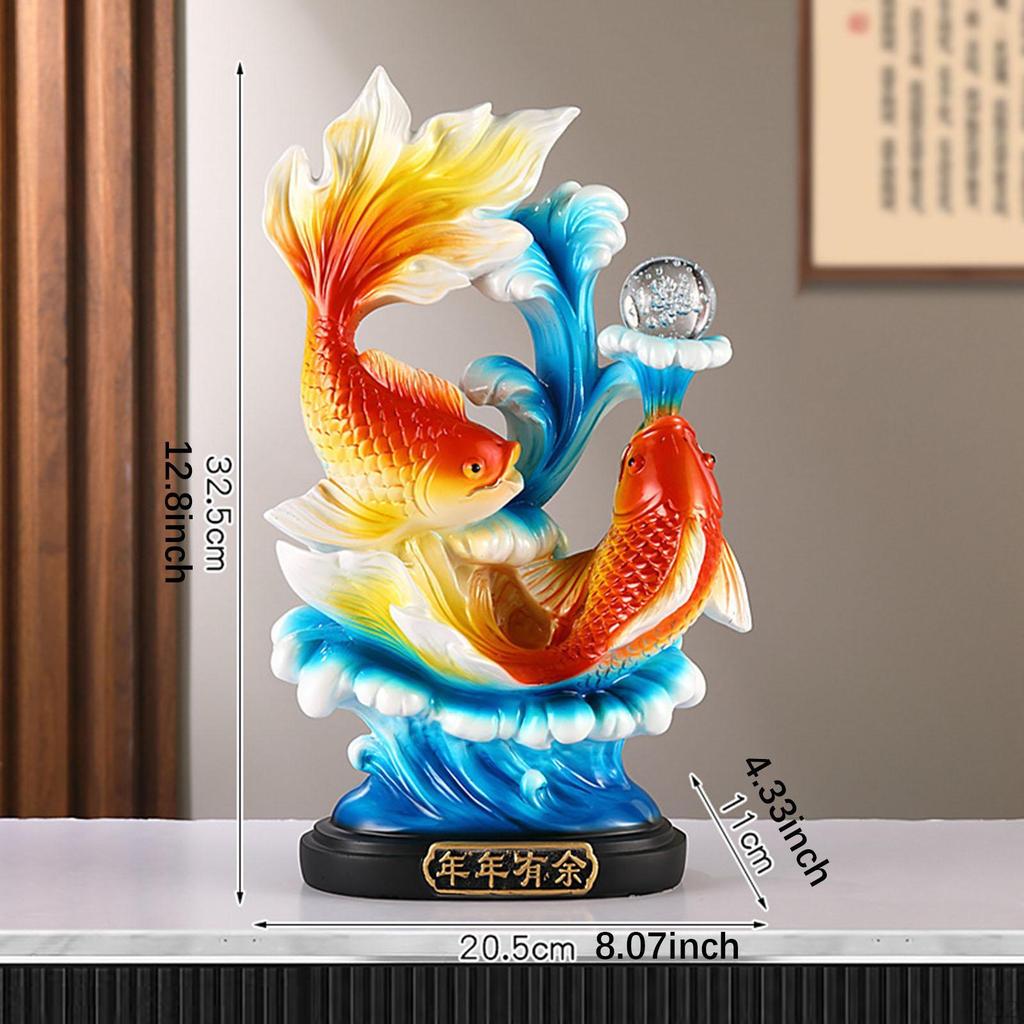 12,8 inch chinezesc Feng Shui Pești Statuie Centru de piesă Colecții Figurină Sculptură rășină pentru